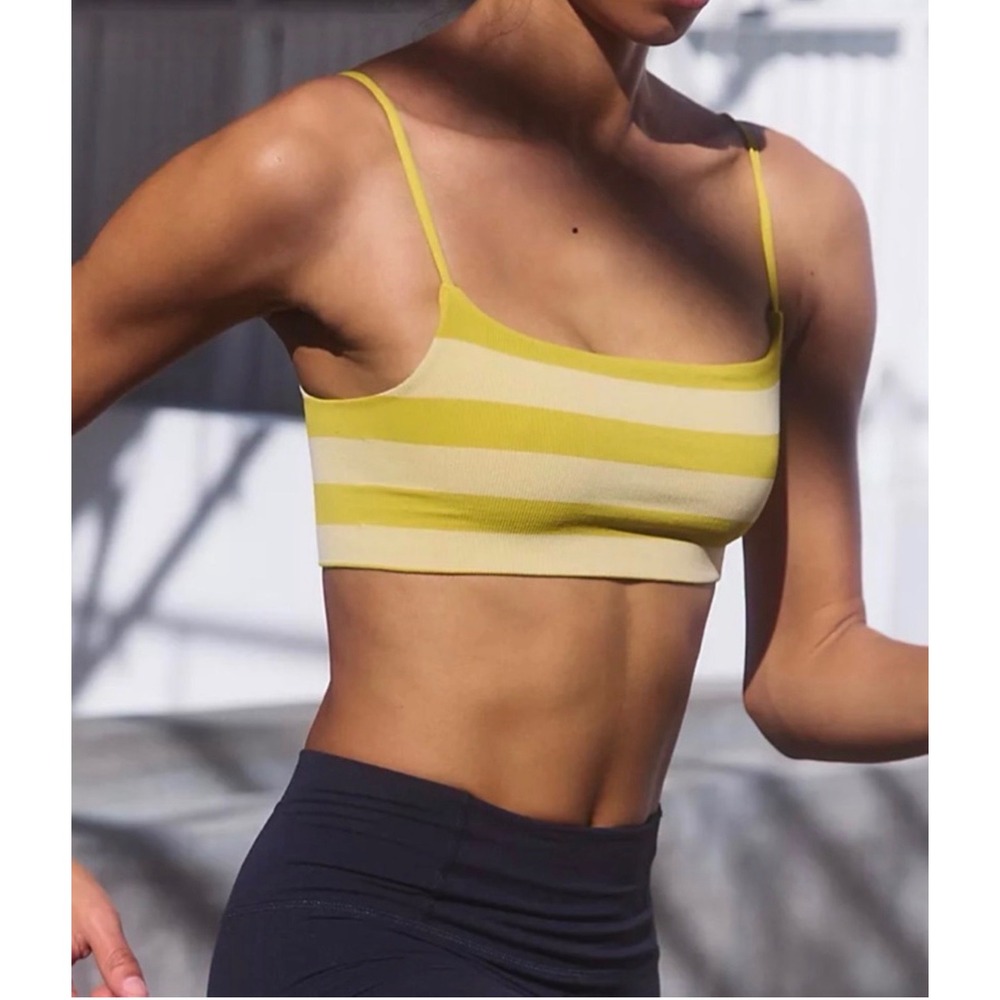 FP Movement Tighten Up Reversible Bra Honeydew Combo Striped M/L NWOT